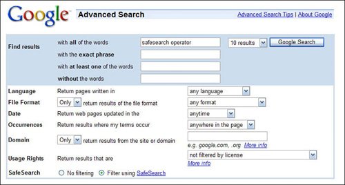 Enabling The Safesearch Filter